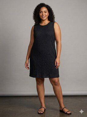 Black Textured Sleeveless Dress Size L
